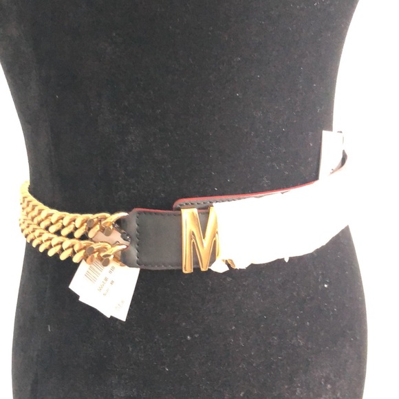 Moschino double chain gold/leather belt. Size 38 - Picture 11 of 11